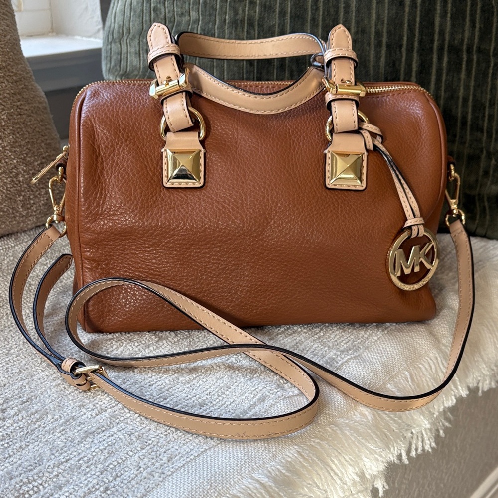 Michael Kors Tan and Gold Satchel